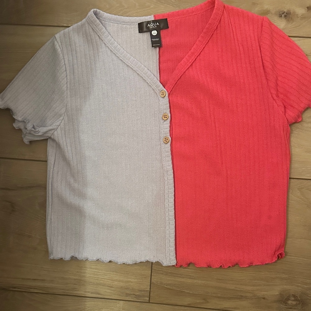 Aqua Kids' Pink and Gray Button Down Shirt